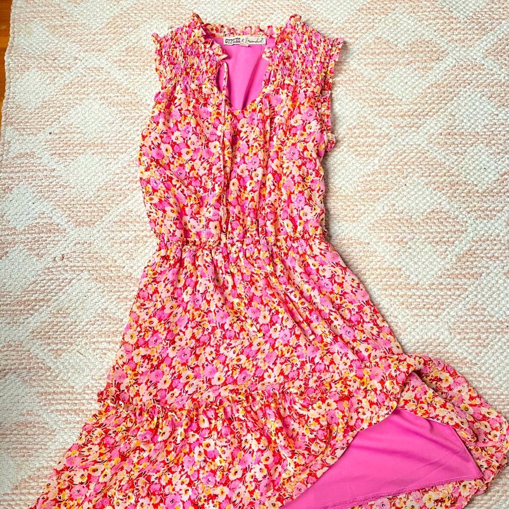Pink flower xs dress